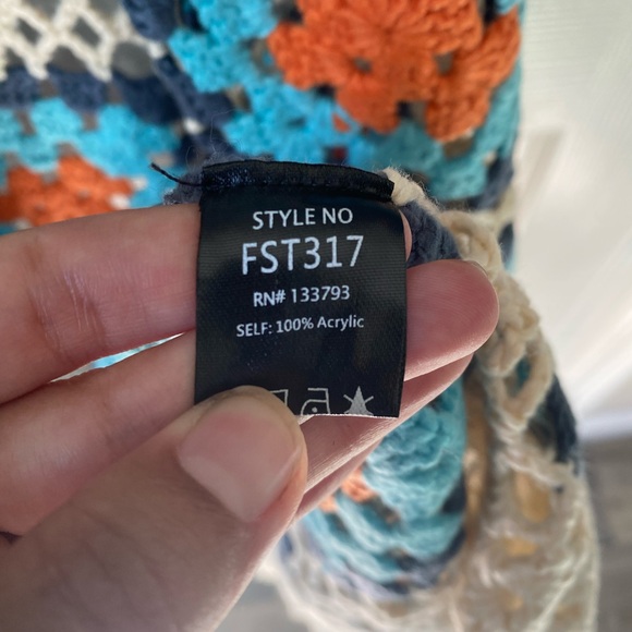 NWOT POL Longline Crochet Knit Cardigan with Front Tassel Tie - Picture 3 of 6